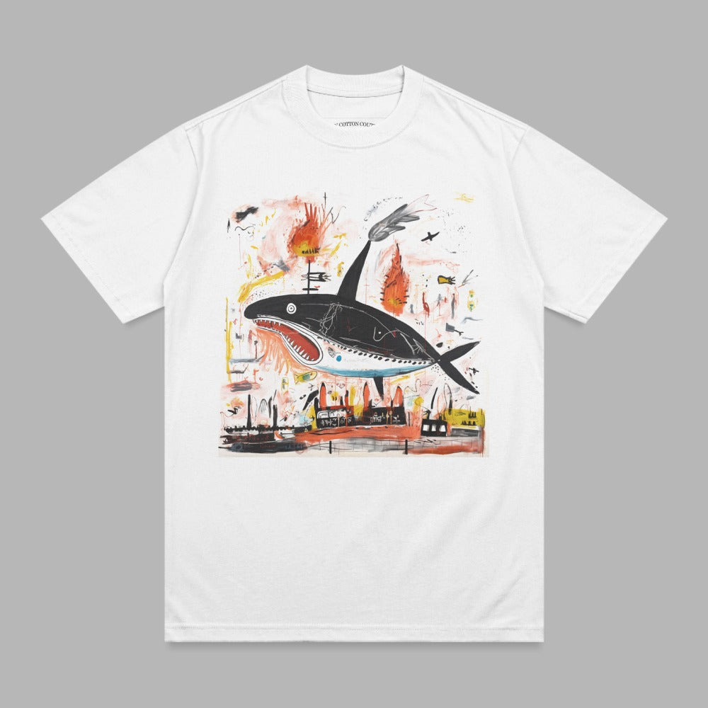 Abstract Shark Fire Cityscape Graphic Artwork product type