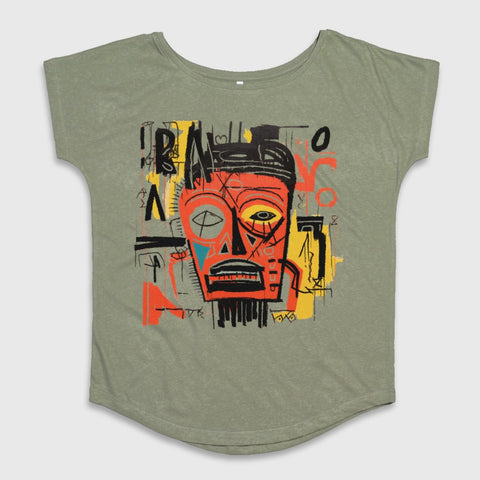 Abstract Tribal Face Art Print Short Sleeve Shirt