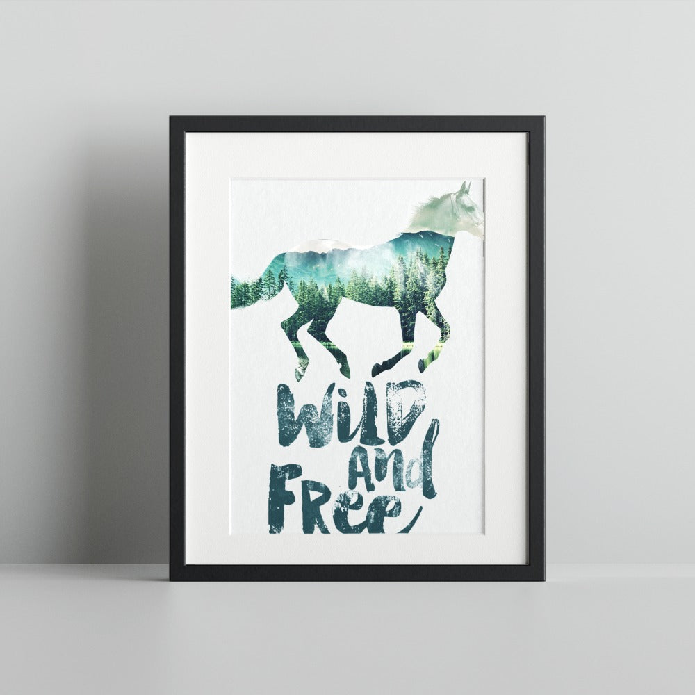 Wild and Free Horse Forest Art Print Frame Decor