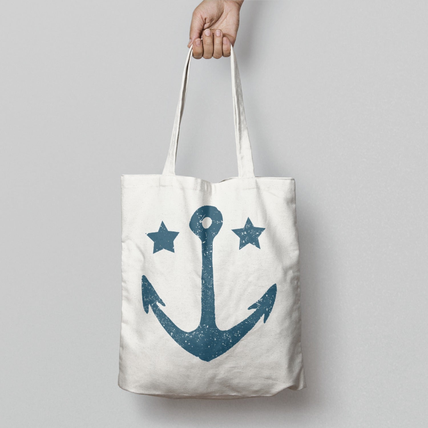 Vintage Nautical Anchor and Stars Graphic Tote Bag
