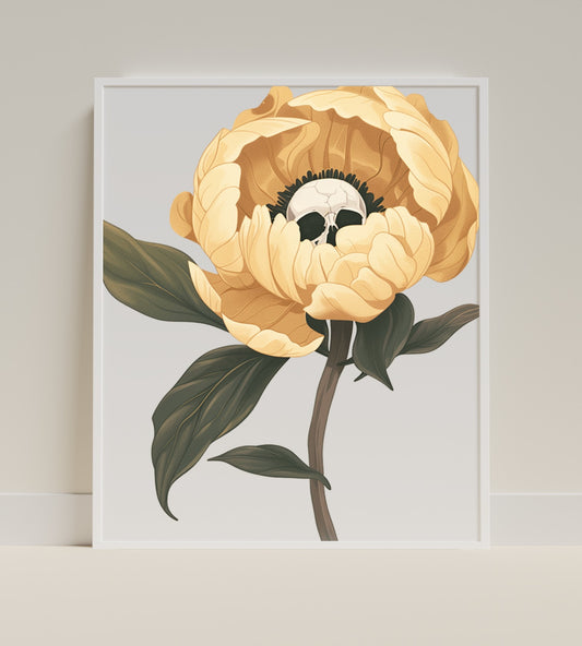 Skull Flower Art Print for Home Decor