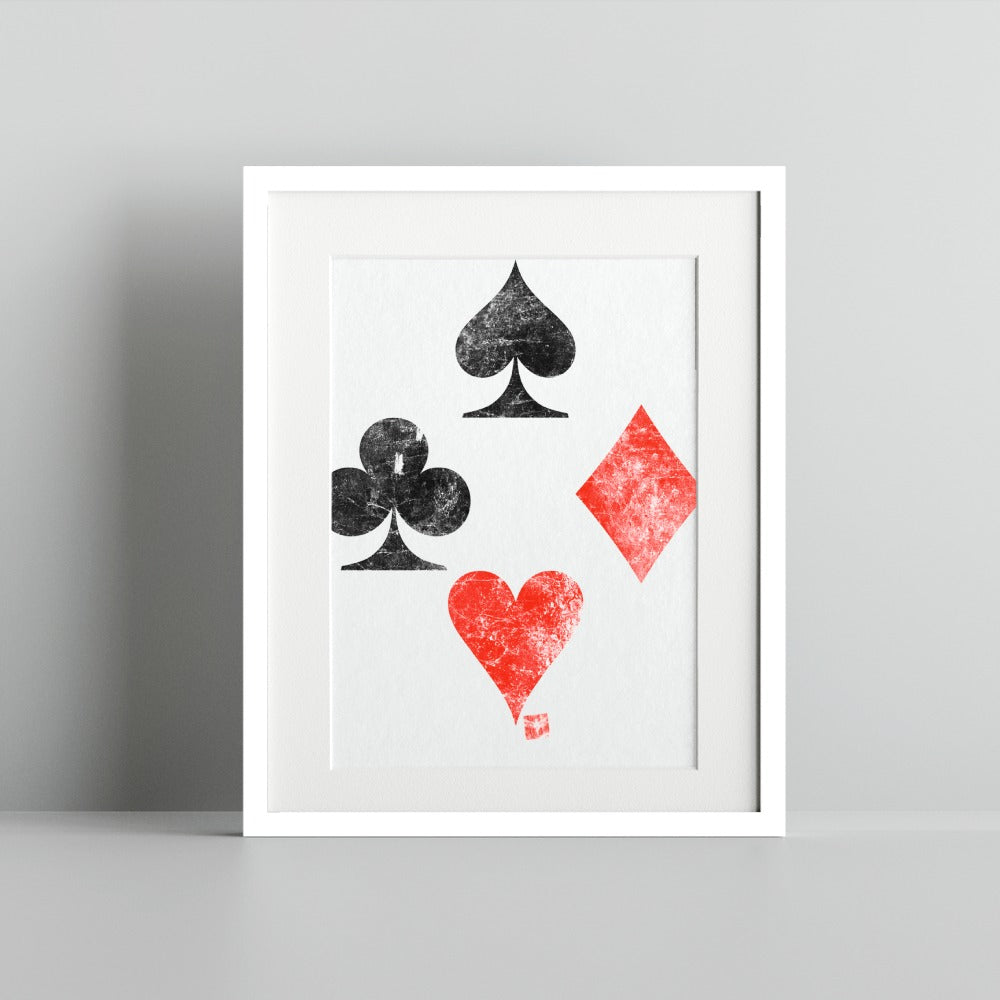 Vintage Playing Card Suits Print Art for Home Decor