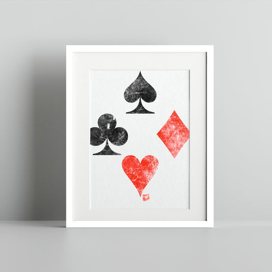 Vintage Playing Card Suits Print Art for Home Decor