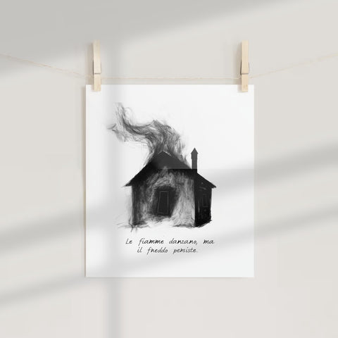 The flames dance but the cold persists Art Print