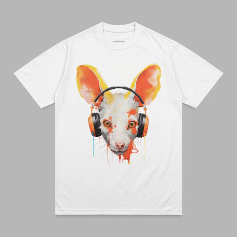 Fennec Fox Wearing Headphones Watercolor Splatter t-shirt product type