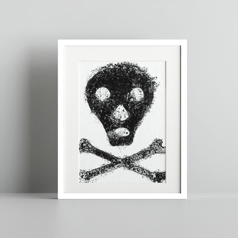 Black Skull and Crossbones Art Print Decorative Wall Art