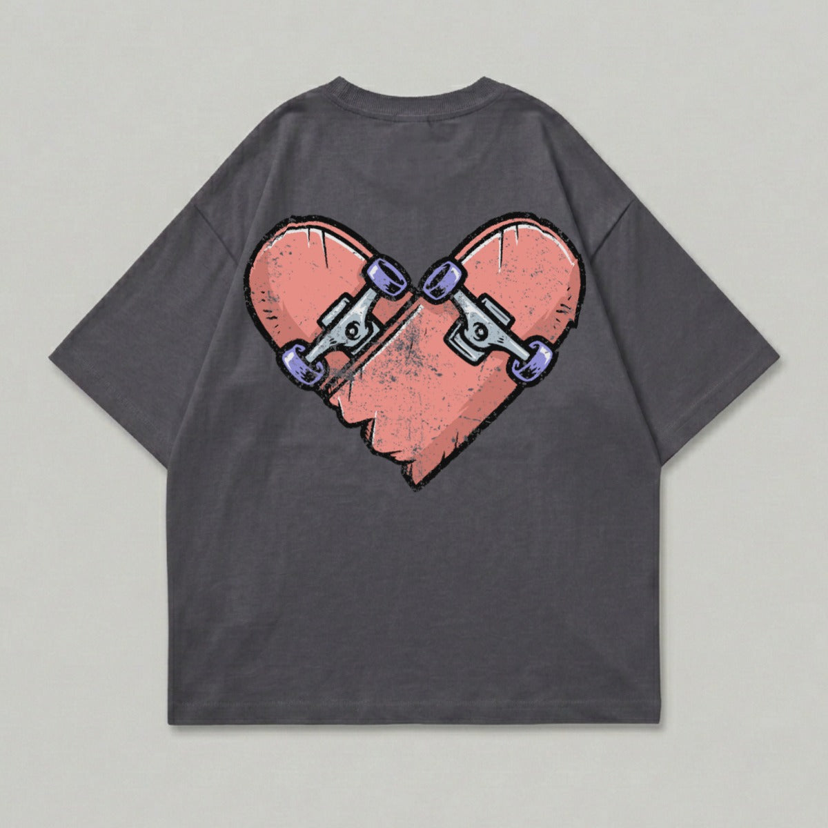 Dark Gray Skateboard Heart Graphic Broken Skate Design product type
