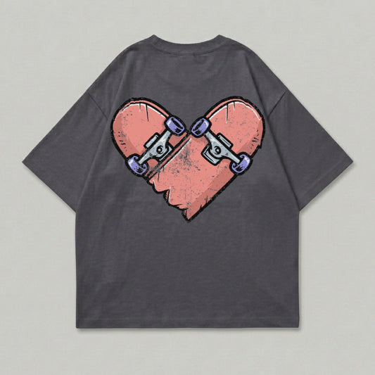 Dark Gray Skateboard Heart Graphic Broken Skate Design product type