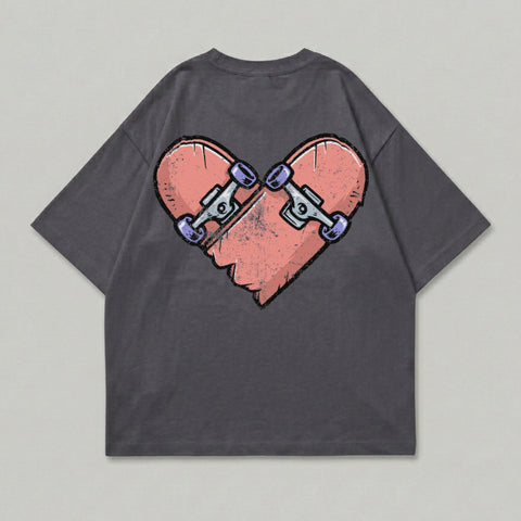 Dark Gray Skateboard Heart Graphic Broken Skate Design product type