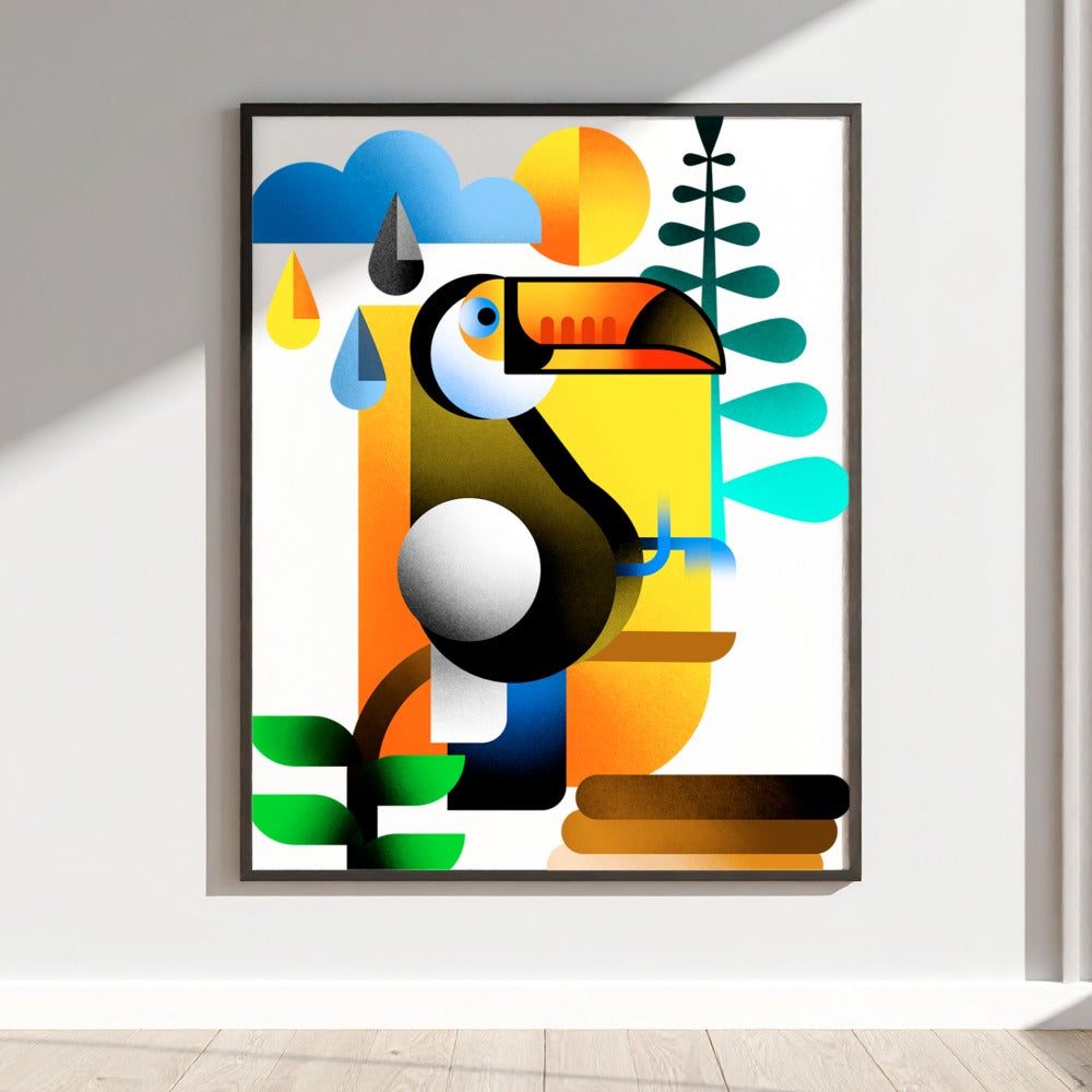 Geometric Toucan Colorful Abstract Wall Art Print