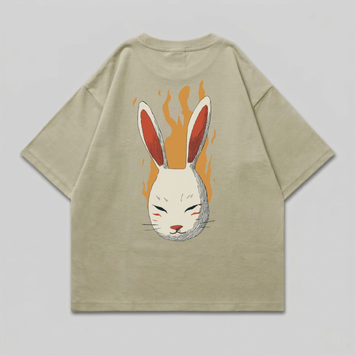Flaming Rabbit Mask Graphic Design Khaki product type