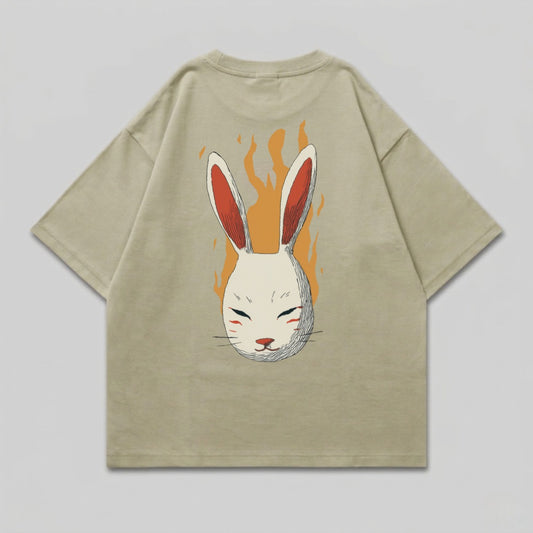 Flaming Rabbit Mask Graphic Design Khaki product type