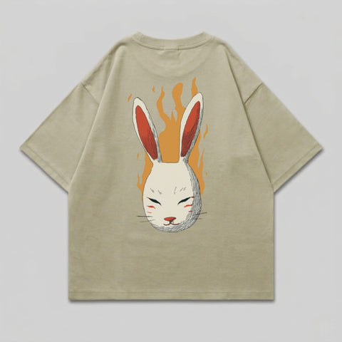 Flaming Rabbit Mask Graphic Design Khaki product type