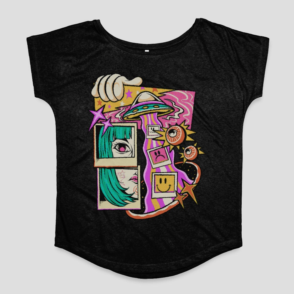 Psychedelic Alien and Cosmic Eyes Graphic T-Shirt