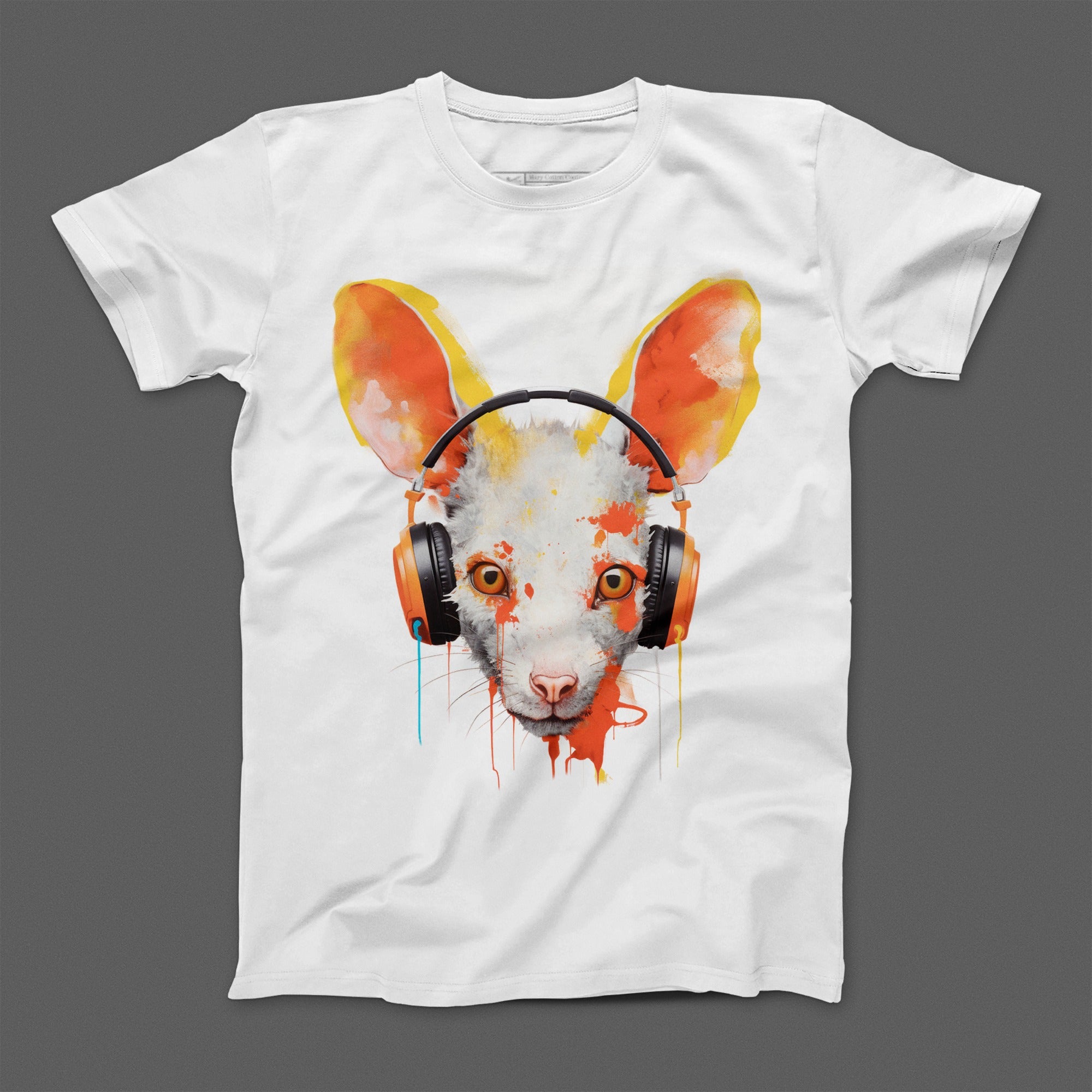 Colorful Animal with Headphones Graphic T-Shirt