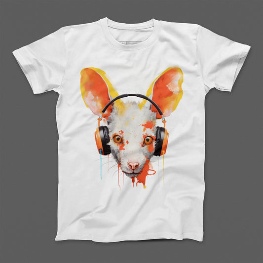 Colorful Animal with Headphones Graphic T-Shirt