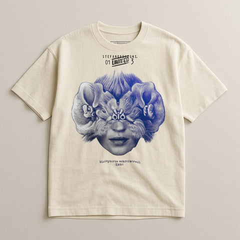 Unique Graphic Tee with Artistic Face Design
