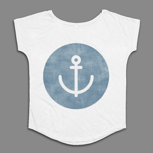 Nautical Anchor Graphic White T-Shirt for Casual Wear