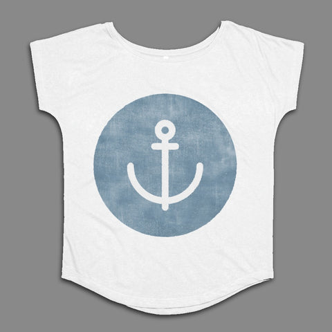 Nautical Anchor Graphic White T-Shirt for Casual Wear