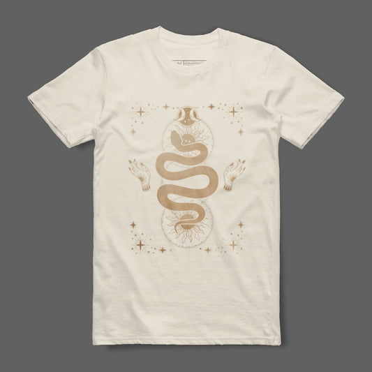Mystical Snake Design with Stars and Hands Shirt