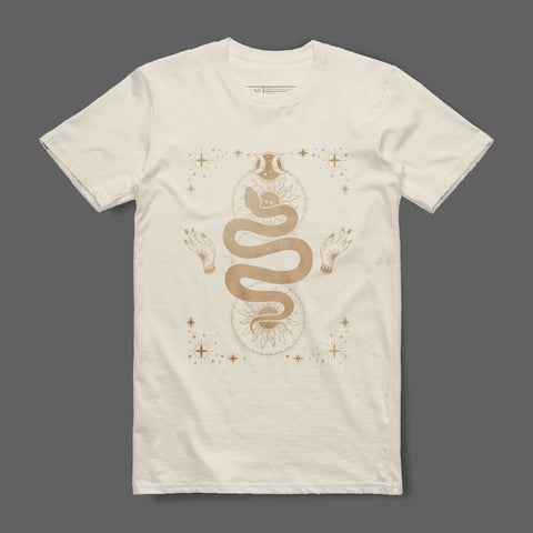 Mystical Snake Design with Stars and Hands Shirt