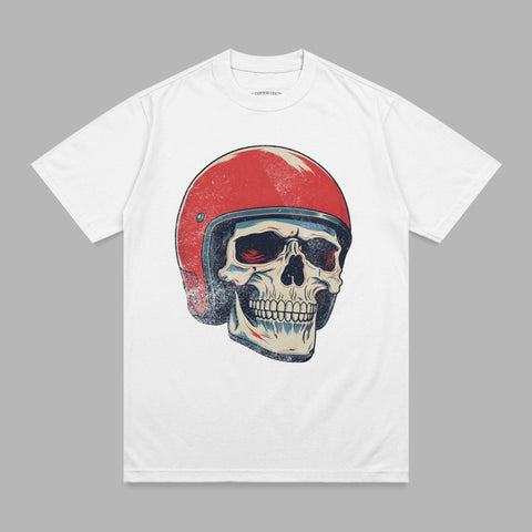 Vintage Red Helmet Skull Graphic Design product type