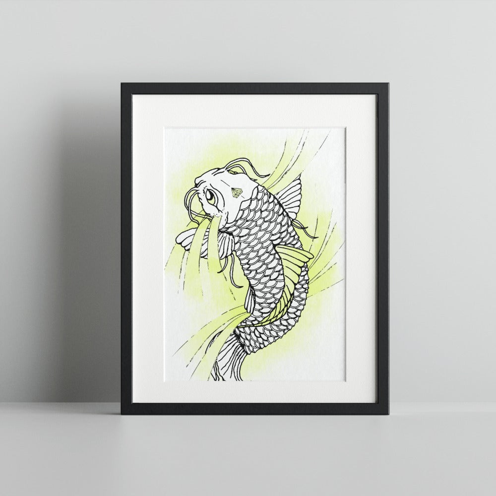 Vibrant Watercolor Koi Fish Artwork Home Decor Print