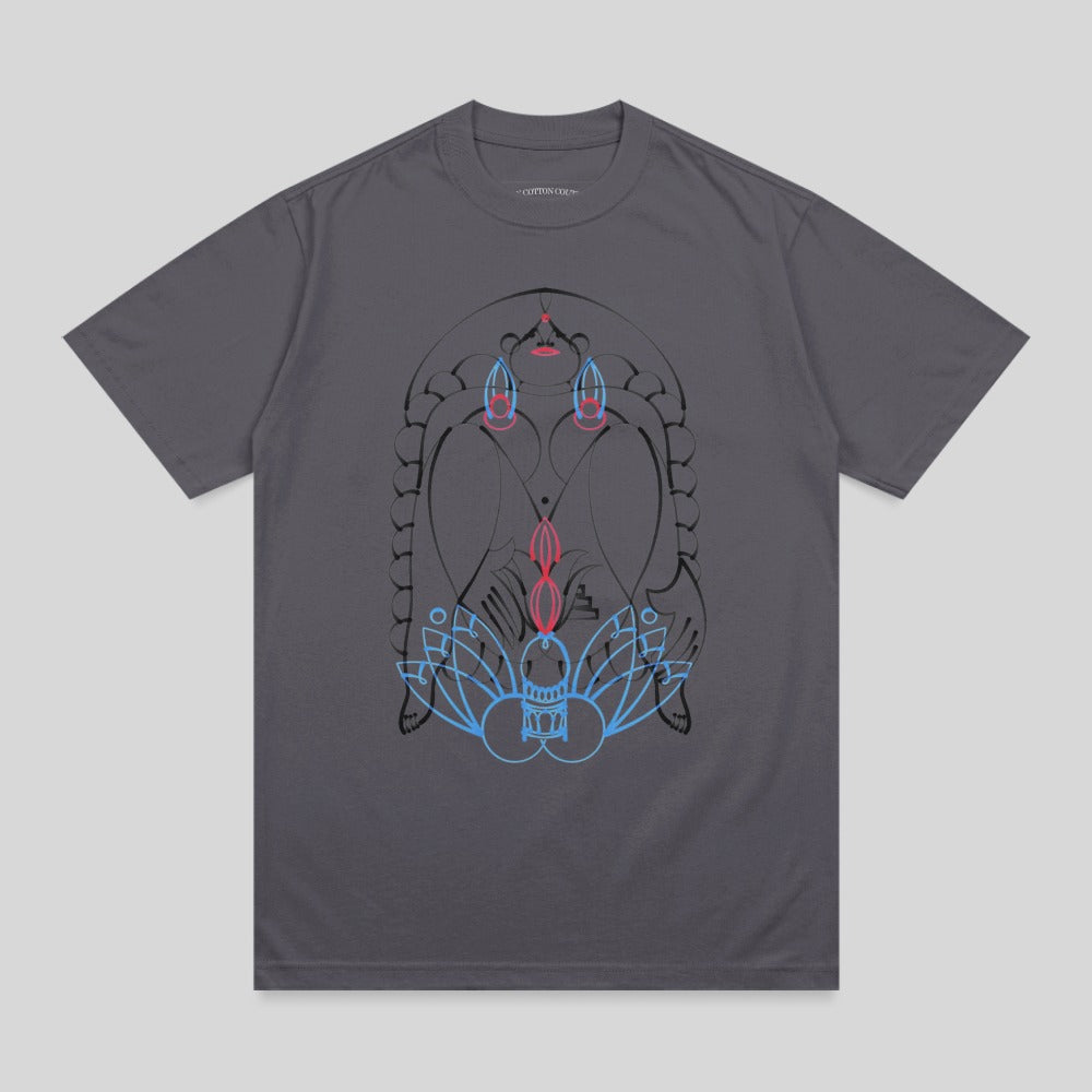 Dark Gray Abstract Symmetrical Linear Art Vibrant Print product type