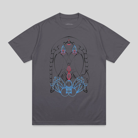 Dark Gray Abstract Symmetrical Linear Art Vibrant Print product type