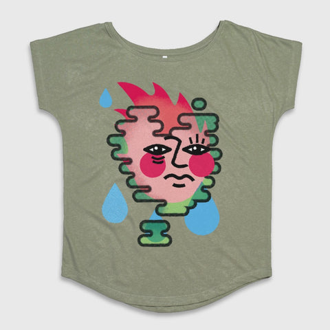 Abstract Face and Water Droplets Graphic T-Shirt