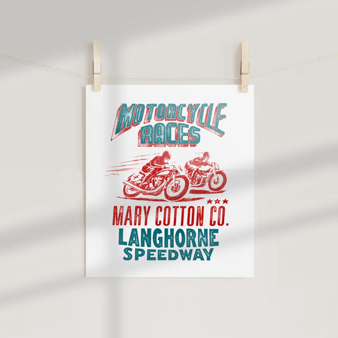 Vintage Motorcycle Races Langhorne Speedway Poster