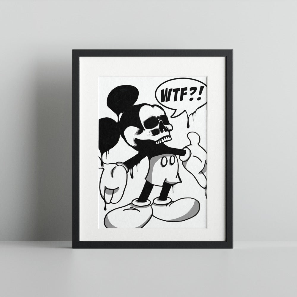 WTF Skeleton Dripping Ink Poster  Art Wall Decor
