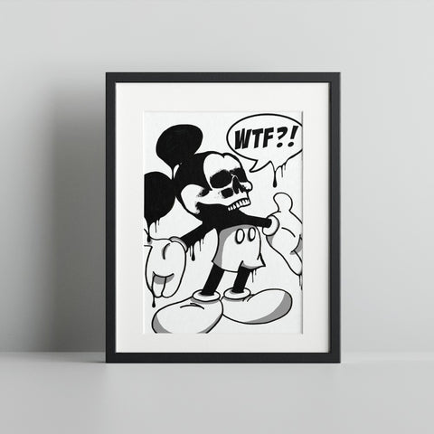 WTF Skeleton Dripping Ink Poster  Art Wall Decor