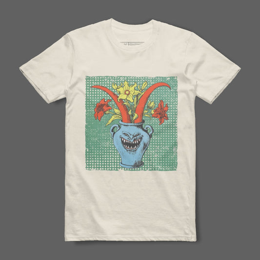 Floral Arrangement with Angry Vase Graphic Shirt