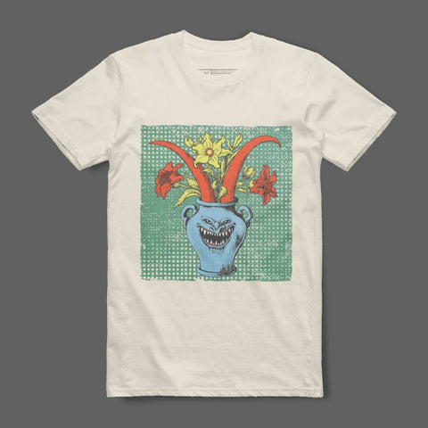 Floral Arrangement with Angry Vase Graphic Shirt