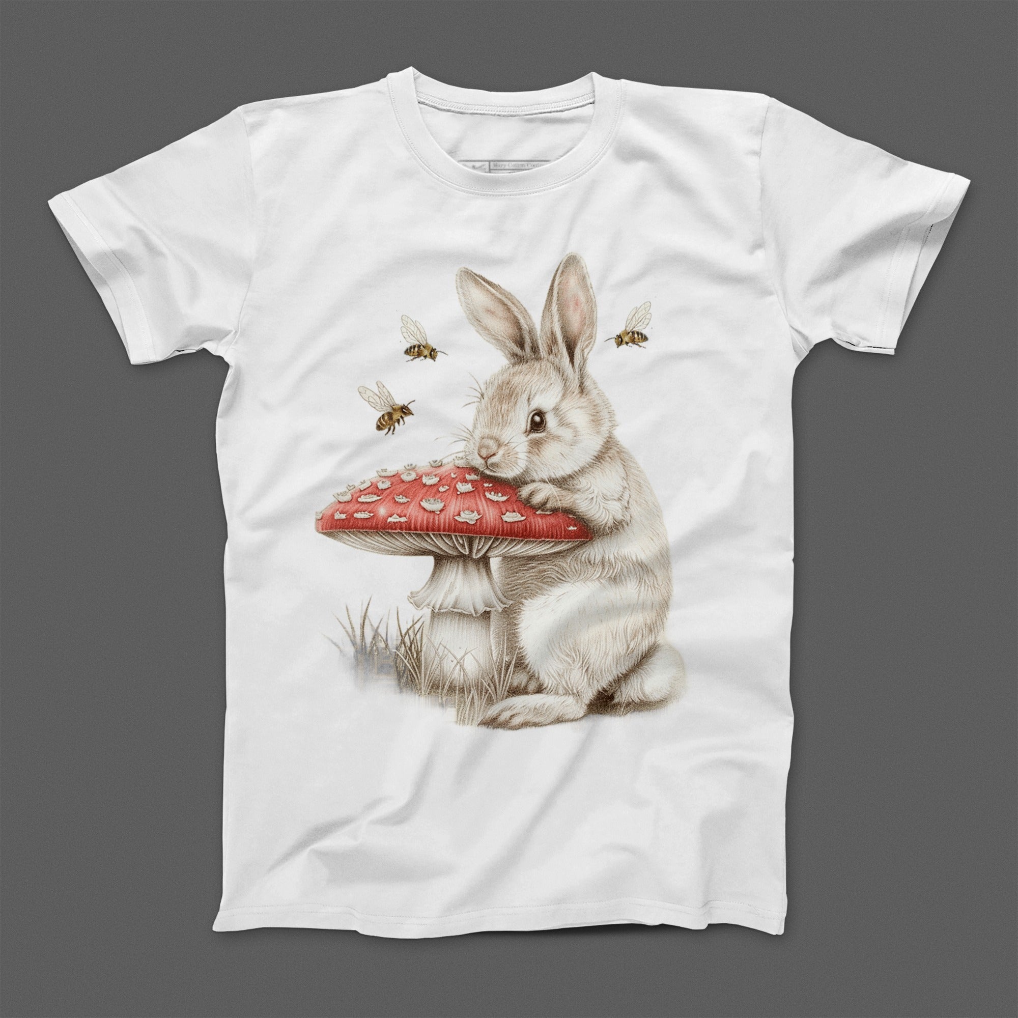 Cute Rabbit and Mushroom with Bees T-Shirt