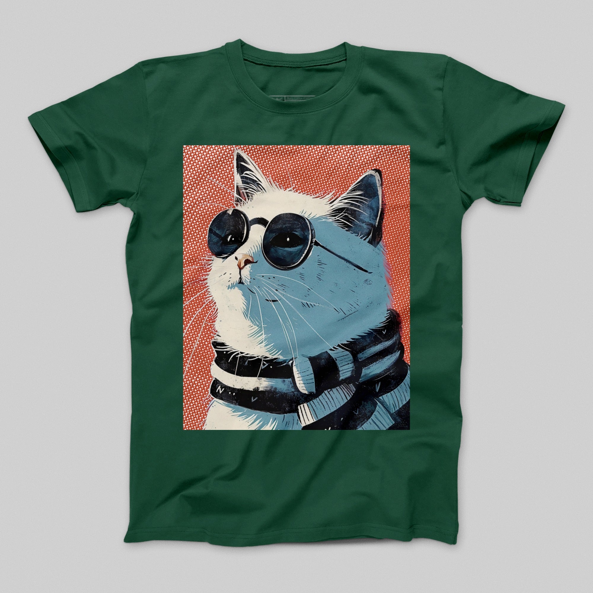 Cool Cat Wearing Sunglasses Printed Graphic T-shirt