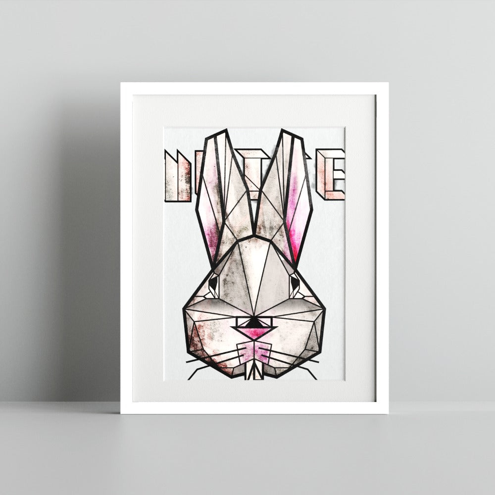 Geometric Bunny Artwork with Abstract Elements Print