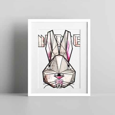 Geometric Bunny Artwork with Abstract Elements Print