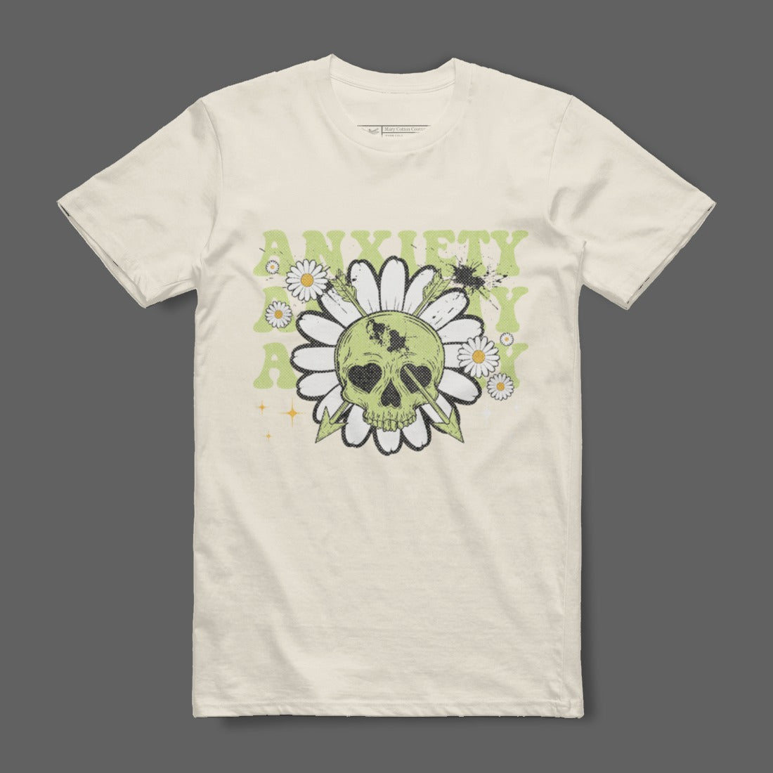 Anxiety Army Skull and Flowers Graphic T-Shirt