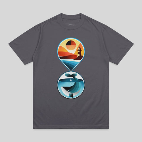 Lighthouse Whale Ocean Horizon Drop Graphic product type