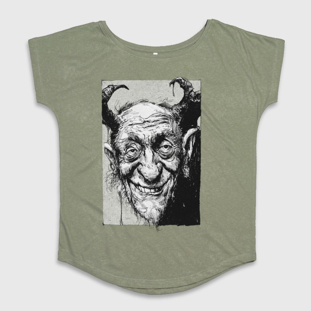 Vintage Style Creepy Horned Demon Tee Shirt