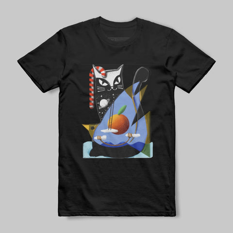 Abstract Cat and Fish Design Art Tee