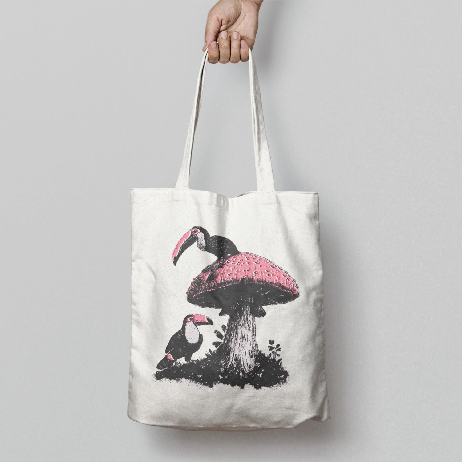 Tropical Toucans and Mushroom Tote Bag Product