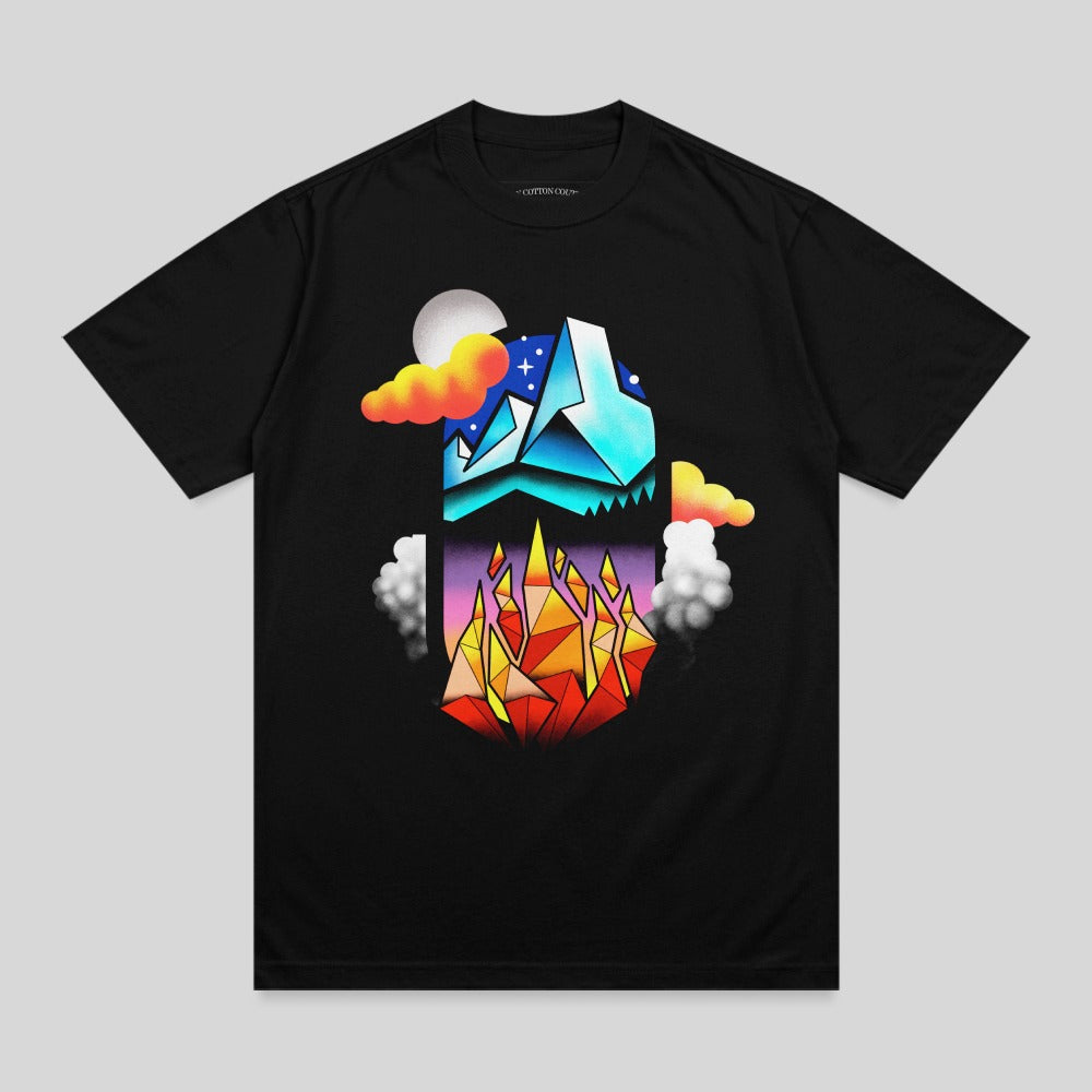 Night Mountain Fire Lava Geometric Abstract Art Design product type