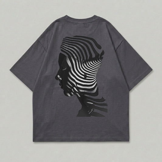 Abstract Striped Head Profile T-shirt Graphic Design product type