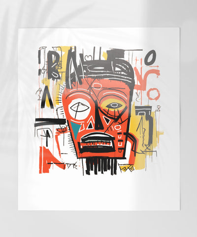Vibrant Abstract Art Print with Bold Colorful Face