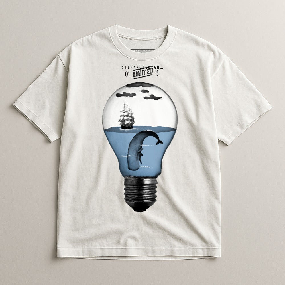 Whale Inside Lightbulb Graphic White Shirt