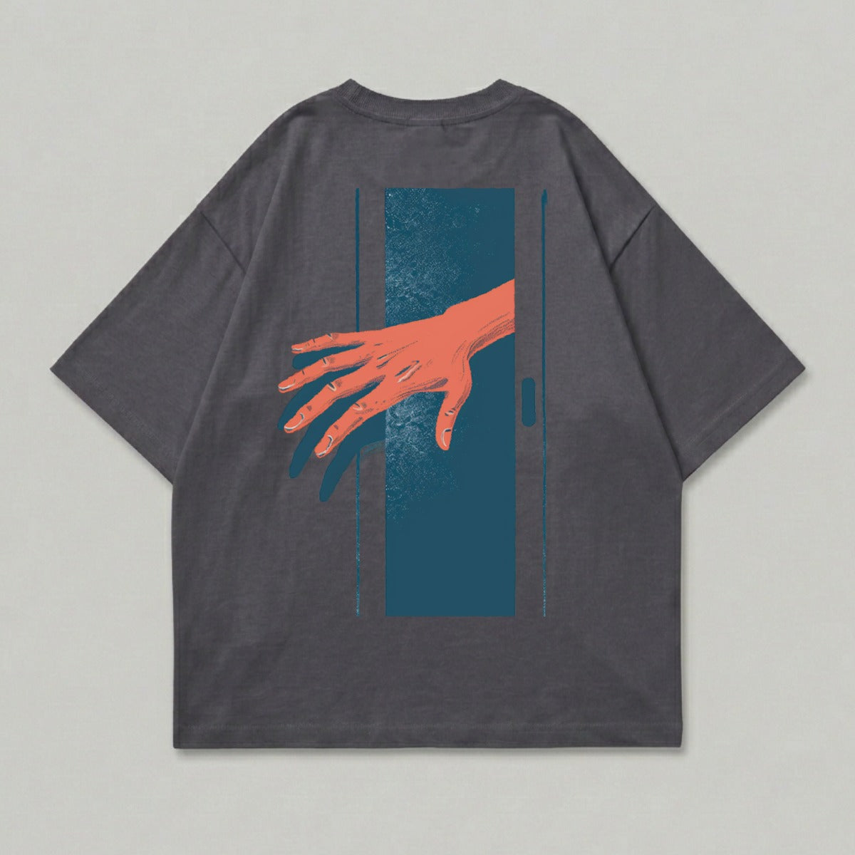 Mysterious Hand Blue Rectangle Artistic Design T-Shirt product type
Graphic Tee, Abstract Art, Back Print Shirt, Artistic Design, Orange Hand Print, Blue Rectangle Art, Unique Graphic, Dark Gray Apparel, Modern Style, Statement Piece, Streetwear Fashion, Minimalist Aesthetic, Portal Illusion, Hand Graphic, Creative Expression, Distinctive Print, Contemporary Design, Unisex Top, Bold Graphic, Surreal Art