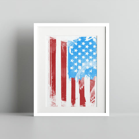 Abstract American Flag Artwork Print for Home Decor